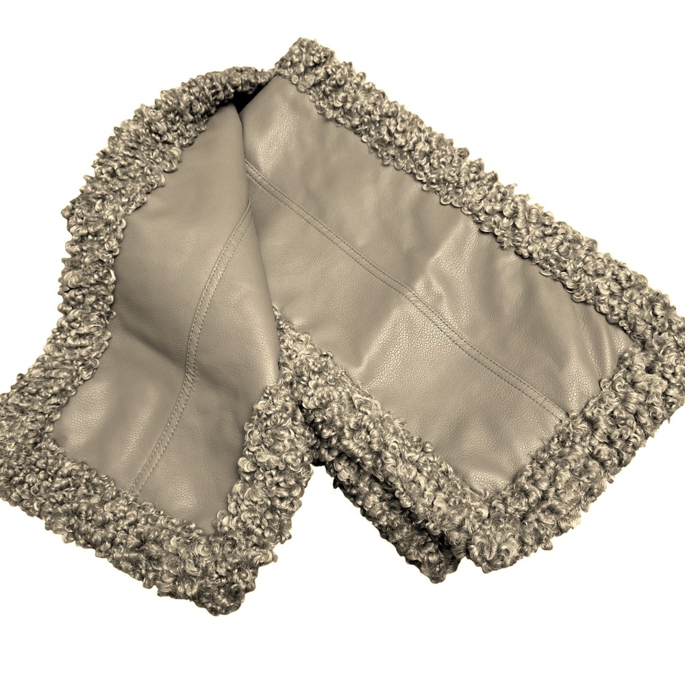 House of Harlow 1960 Taupe Faux Leather & Sherpa Scarf One Size 68‎ Inches